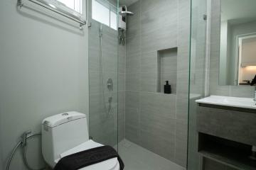 Modern bathroom with walk-in shower