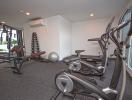 Home gym with various exercise equipment