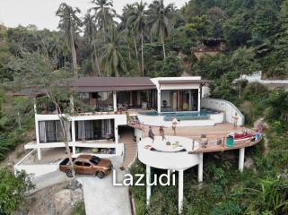 Seaside Opulence: 5-Bedroom Villa in Haad Yao Hills with Ship-Shaped Guest House, Kitchen, Sala, and Vast Landscaped Grounds
