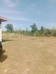 Open field adjacent to property under clear sky