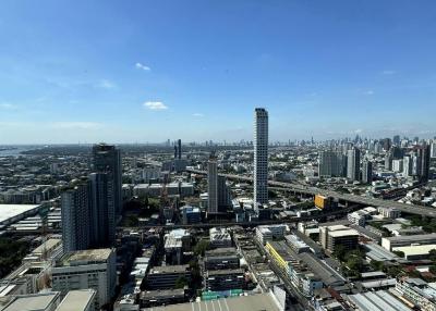 Sweeping cityscape from a high-rise building showcasing the urban skyline