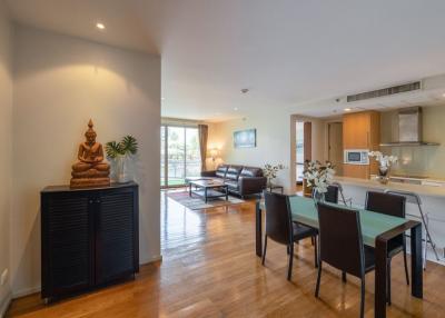 Spacious living room with open plan dining area