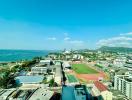 Panoramic city and ocean view from a high-rise building