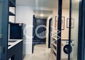 Modern Kitchen with Adjoining Hallway in a Residential Apartment