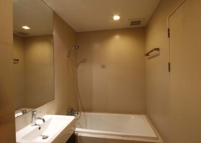 Modern bathroom interior with bathtub and sink