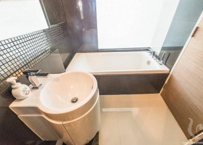 Modern bathroom with bathtub and toilet