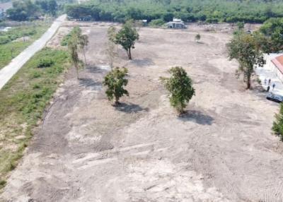 Aerial view of vacant land ready for development