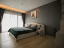 Modern bedroom with a large bed and contemporary design