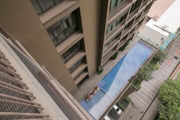 Apartment building with outdoor swimming pool