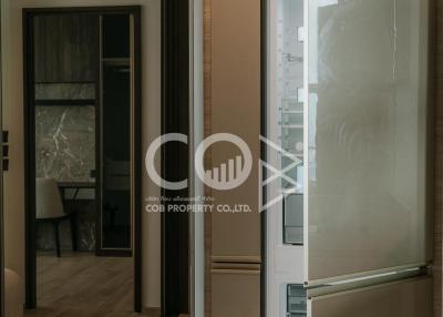 Modern corridor design with elegant doors and frosted glass panels