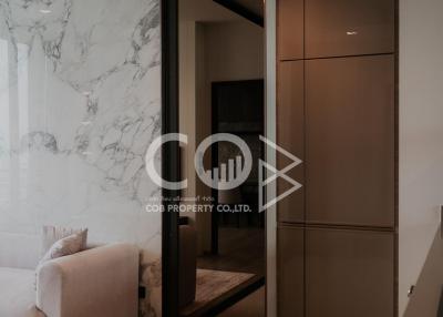 Sophisticated interior design of a modern building with marble walls and elegant furniture