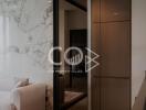 Sophisticated interior design of a modern building with marble walls and elegant furniture