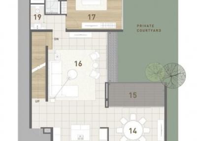 Architectural floor plan of a modern residential building