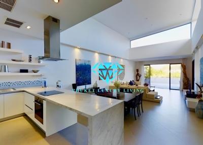 Spacious modern kitchen with an open floor plan and plenty of natural light