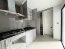 Modern kitchen with stainless steel appliances and ample cabinet space
