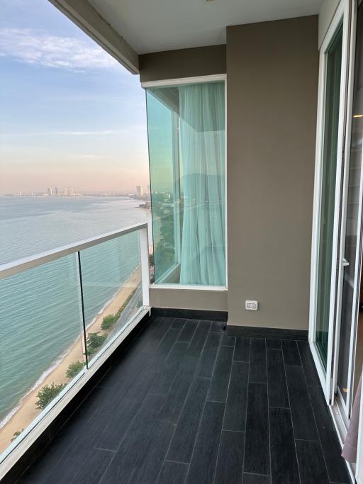 Balcony with ocean view from a high-rise apartment