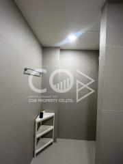 Modern bathroom interior with gray tiles