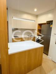 Modern kitchen with white cabinetry and built-in appliances