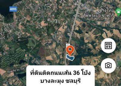 Land for sale next to Road 36, Pong, Bang Lamung, Chonburi.