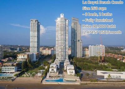 Beautiful condo near Na Jomtien Beach, Pattaya, La Royal Beach Condominium, available for rent.