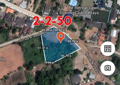 Land for sale with house plan, land next to road on 2 sides.  Thung Klom, Tan Man, Nong Prue, Chonburi, Pattaya