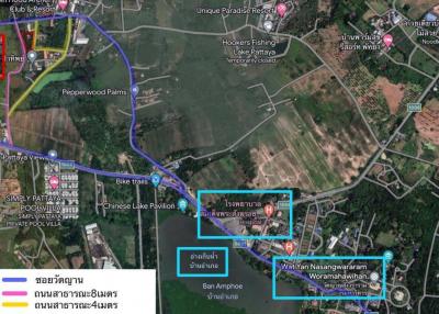 Land for sale next to public road on 2 sides Huay Yai, Nong Prue, Chonburi