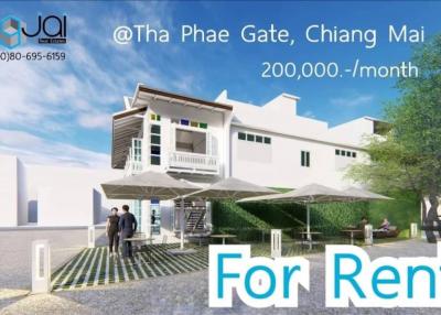 Exterior view of a modern building for rent at Tha Phae Gate, Chiang Mai