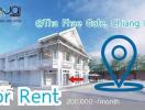 Exterior view of a modern two-story building for rent at Tha Phae Gate, Chiang Mai