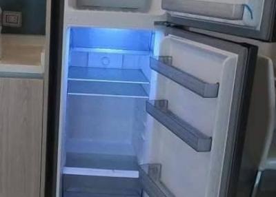 Open white refrigerator in kitchen setting