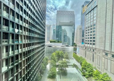 Modern office buildings with glass facades in an urban cityscape