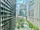 Modern office buildings with glass facades in an urban cityscape