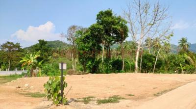 Vacant land lot with greenery and clear blue sky
