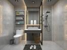Modern bathroom with walk-in shower and stylish fixtures