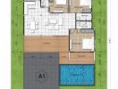Floor plan of TYPE A1 residential unit with terrace and pool