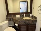 Modern bathroom interior with marble finishes