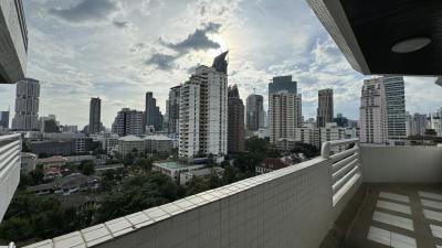 Expansive city view from high-rise apartment balcony