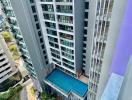 High-rise residential building with outdoor swimming pool