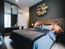 Stylish modern bedroom interior with elegant decor