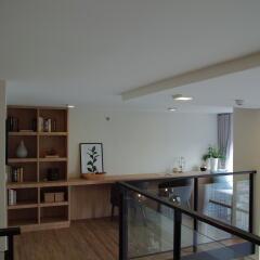 Modern living room interior with natural light and contemporary furniture