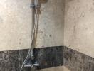 Modern bathroom shower system with stone wall tiles