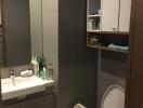 Compact bathroom with modern amenities