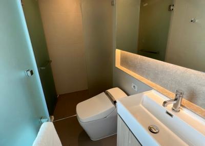 Modern bathroom interior with mirror and sink