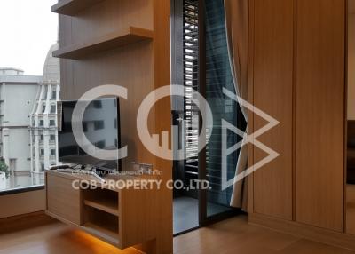 Modern bedroom interior with a view of the city