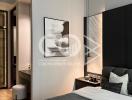 Modern bedroom with elegant interior design and neutral color palette