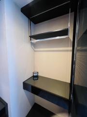 Modern built-in wall closet with shelves in a residential home