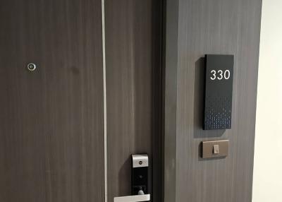 Modern building front door with electronic lock