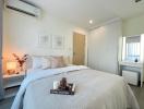 Bright and modern bedroom with neutral tones and minimalistic decor