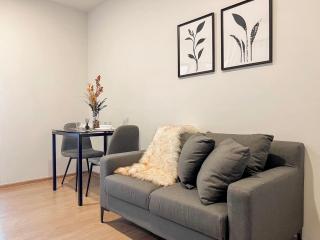 Cozy modern living room interior with sofa and artwork