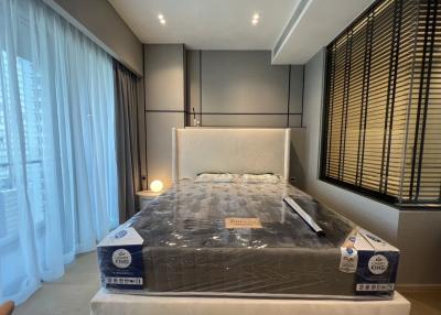 Spacious bedroom with new king-size bed and modern decor