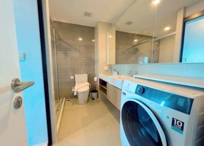Modern bathroom with laundry facilities